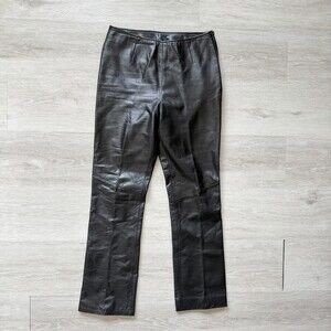 Vintage DANIER Genuine Leather Pants Black Made in CANADA Women's 6 Side Zip EUC